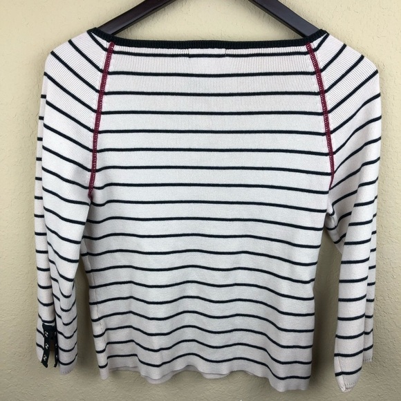 Christopher & Banks Womens Sweater, White Stripe S - Picture 7 of 8